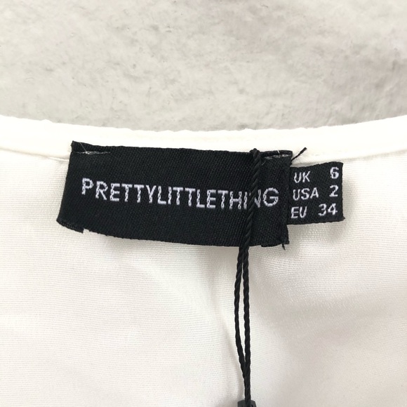Pretty Little Thing White Ruched Shirt Dress Sz 2 - Picture 4 of 6